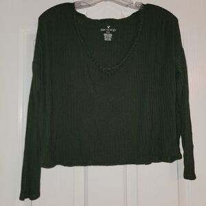 American Eagle Soft And Sexy Ribbed Cropped Top